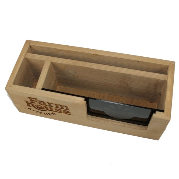 Wooden Condiment Box with Point of Sale Holder